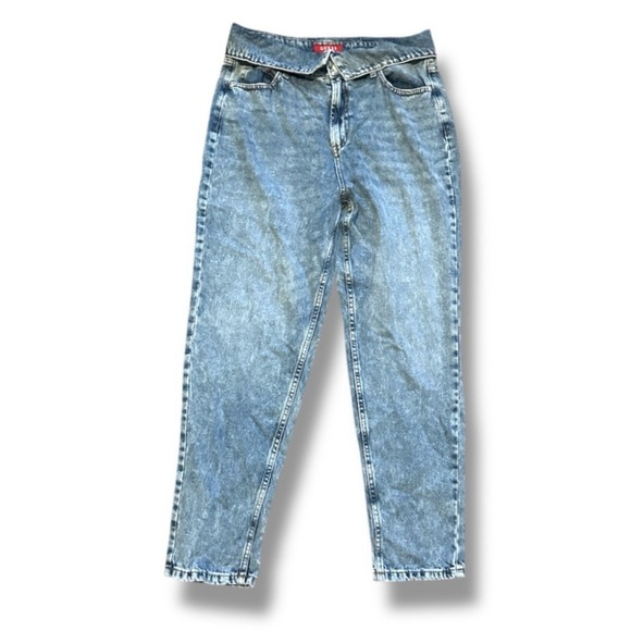 Guess‎ Reda Fold Over High Waist Acid Wash Straight Leg Jeans Women’s Size 30 - Picture 1 of 16